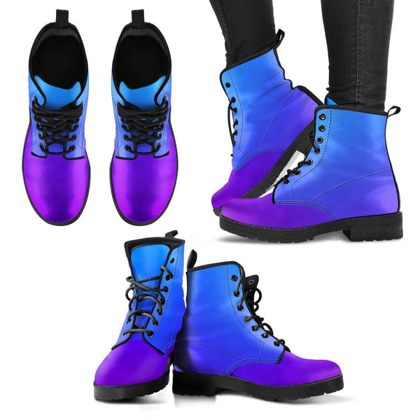Combat Boots - Purple Ombre | Boho Shoes Handmade Lace Up 