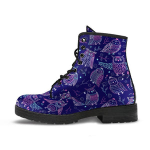 Purple Boots - Purple Owls | Combat Boots for Women Handmade