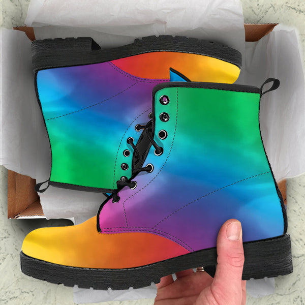 Combat Boots - Rainbow Shoes | Boho Shoes Handmade Lace Up