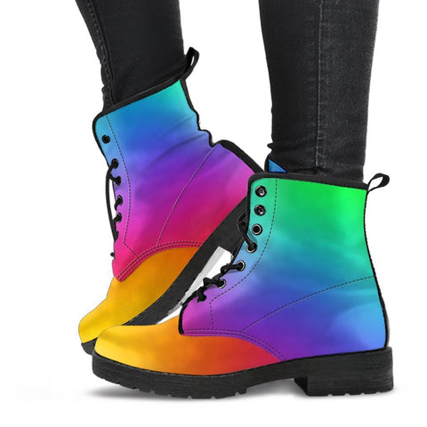 Combat Boots - Rainbow Shoes | Boho Shoes Vegan Leather 
