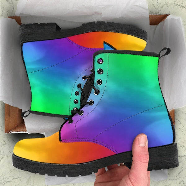 Combat Boots - Rainbow Shoes | Boho Shoes Vegan Leather 