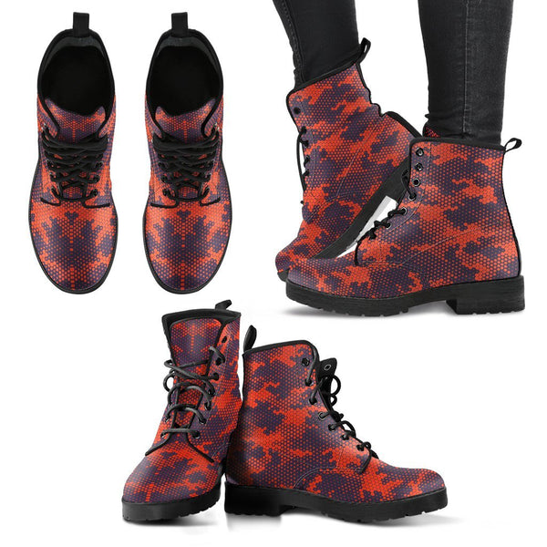 Combat Boots - Red Camouflage Style | Red Boots Boho Shoes 