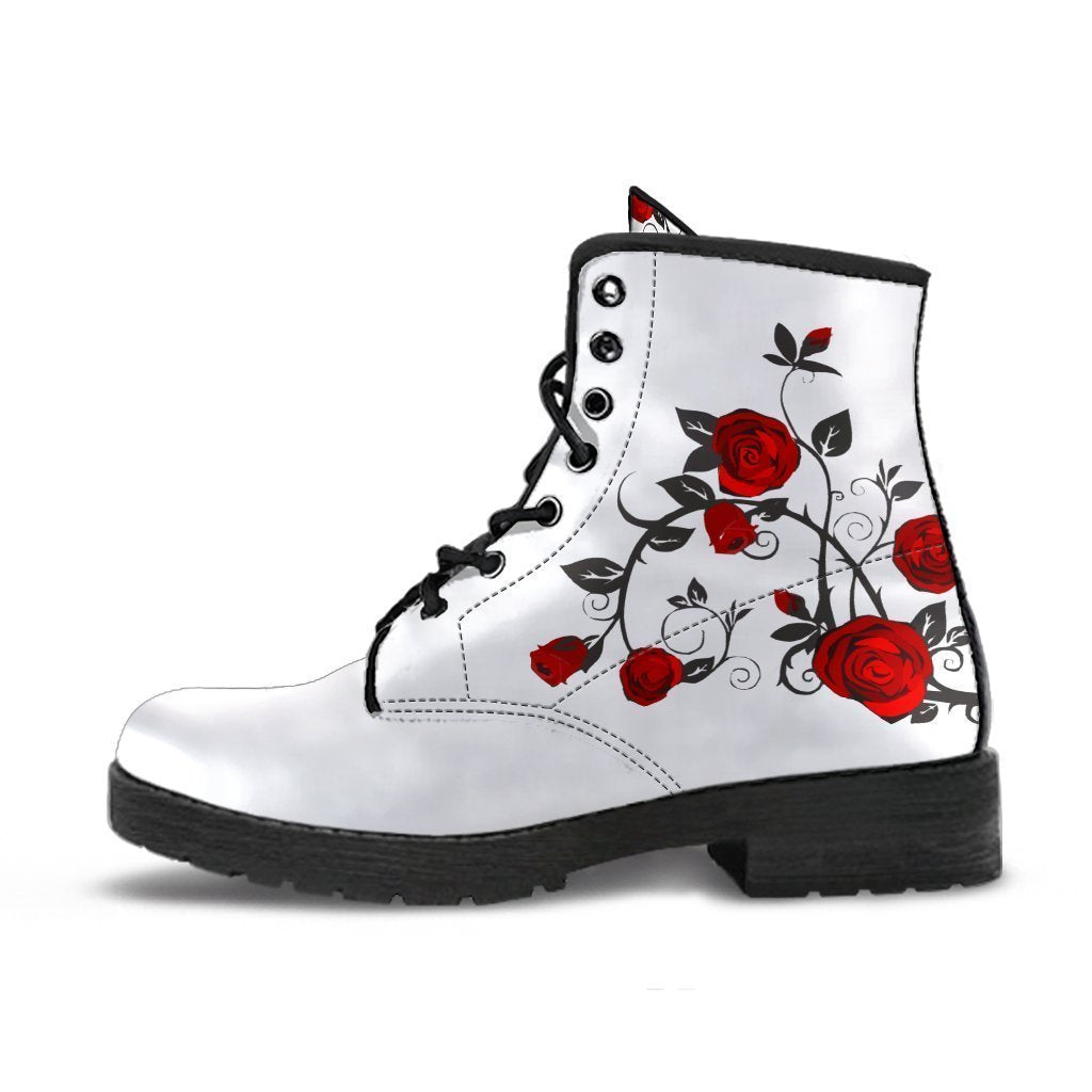 Combat Boots - Rose Art | Boho Shoes Handmade Boots Vegan 