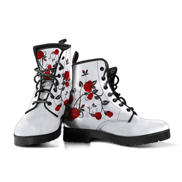 Combat Boots - Rose Art | Boho Shoes Handmade Lace Up Boots