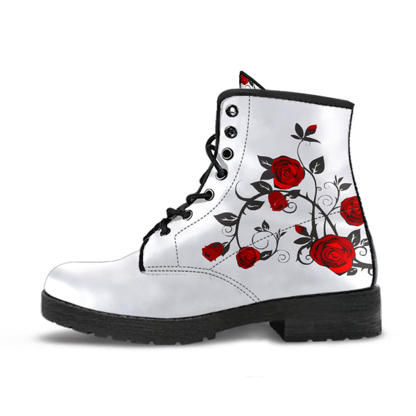 Combat Boots - Rose Art | Boho Shoes Handmade Lace Up Boots