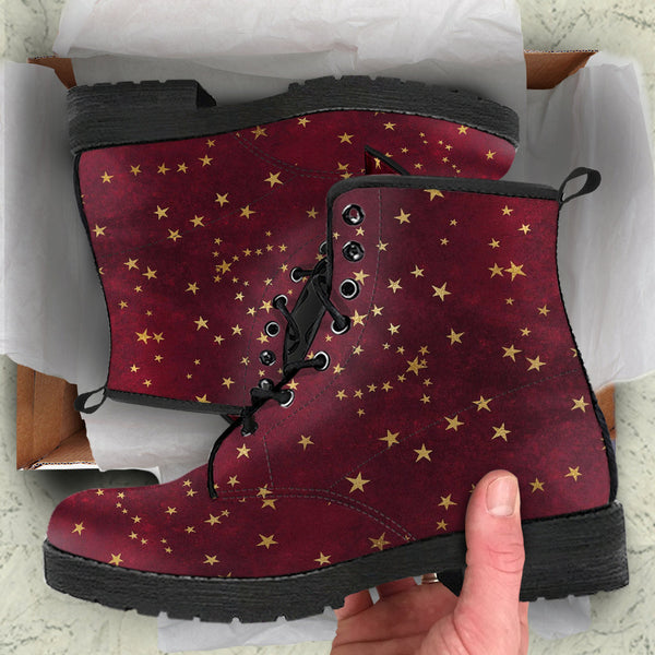 Combat Boots - Rugged Look Distressed Red Galaxy #101 |