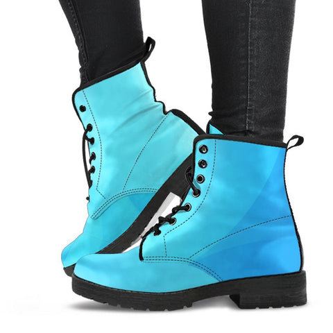 Combat Boots - Shades in Sky Blue | Boho Shoes Handmade Lace