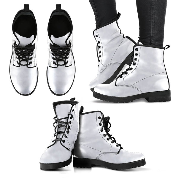 Combat Boots-Simply White Vegan Leather Boots | ACES 