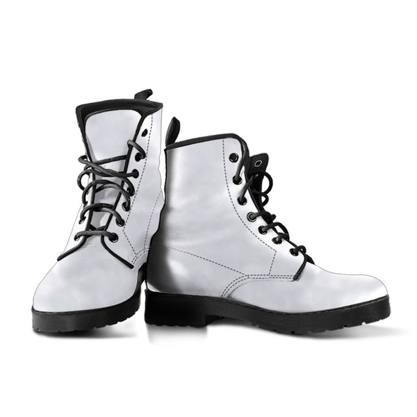 Combat Boots-Simply White Vegan Leather Boots | ACES 