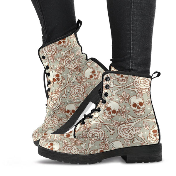 Combat Boots - Skulls & Roses | Boho Shoes Goth Boots Gothic