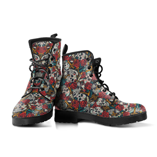Combat Boots - Skulls & Tequila | Boho Shoes Goth Boots 