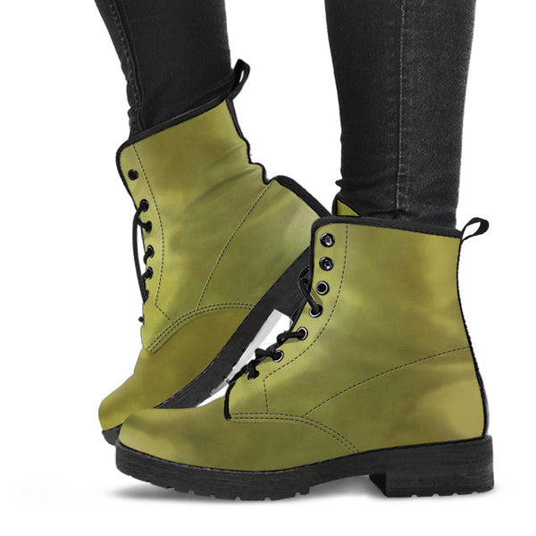 Combat Boots - Smoky Green | Boho Shoes Handmade Lace Up