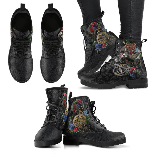 Combat Boots - Steampunk Inspired Design #101 with Black