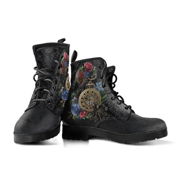 Combat Boots - Steampunk Inspired Design #101 with Black