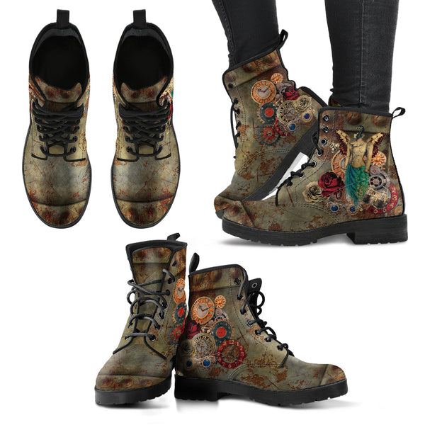 Combat Boots - Steampunk Inspired Design #113 Sci-fi Peacock
