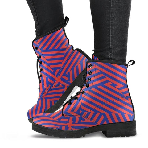 Combat Boots - Stripes | Boho Shoes Handmade Lace Up Boots 