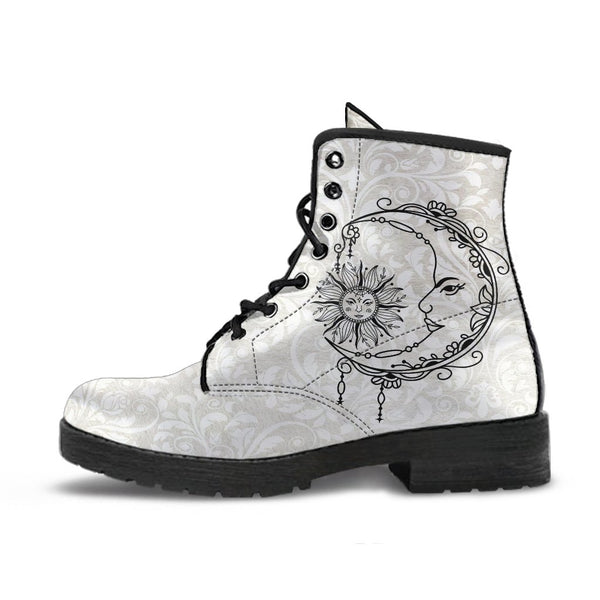 Combat Boots - Sun and Moon Boots #12 | White Boots Vegan 