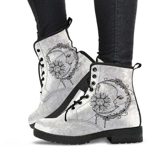 Combat Boots - Sun and Moon Boots #12 | White Boots Vegan 