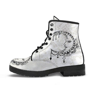 Combat Boots - Sun and Moon Boots #13 White Lace Print | 