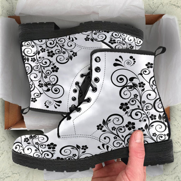 Combat Boots - Swirls | Goth Boots Gothic Boots Black Boots 