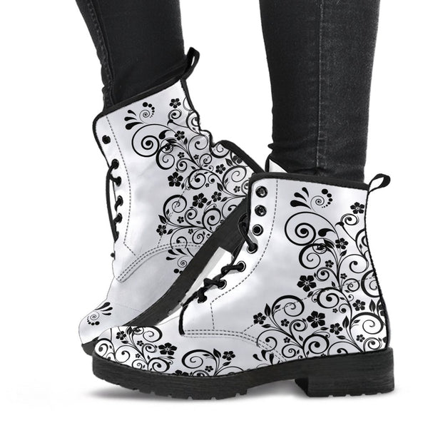Combat Boots - Swirls | Goth Boots Gothic Boots Black Boots 