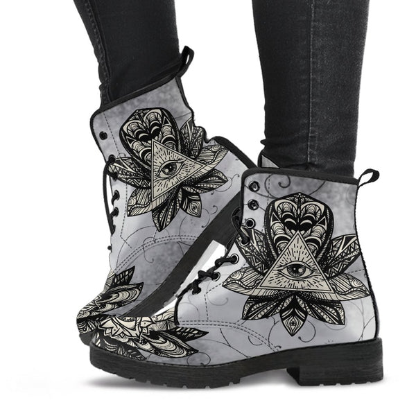 Combat Boots - The Eye of Providence | Vegan Leather Lace Up