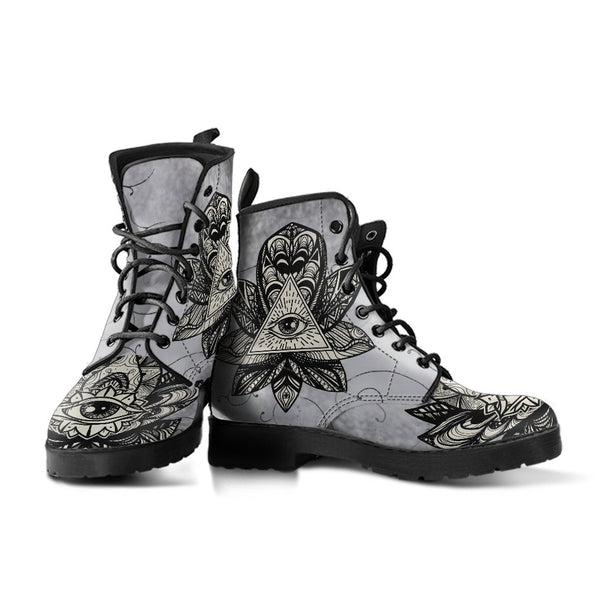 Combat Boots - The Eye of Providence | Vegan Leather Lace Up