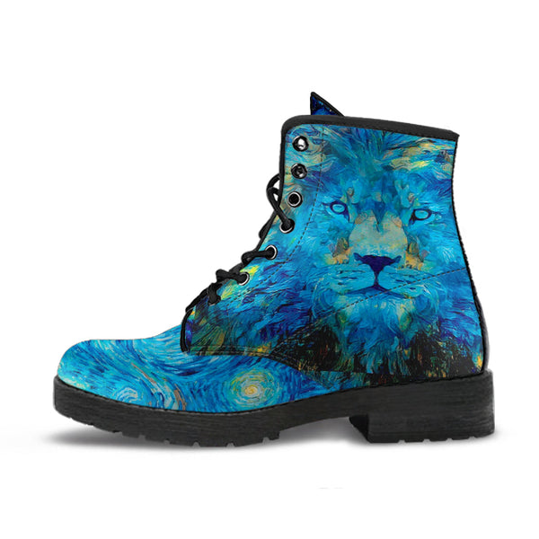 Combat Boots - The Starry Night Lion Inspired by Vincent van