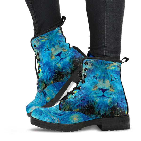 Combat Boots - The Starry Night Lion Inspired by Vincent van