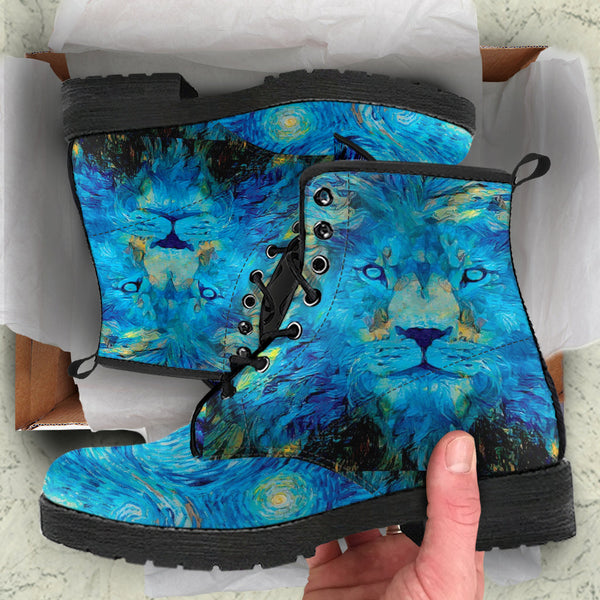 Combat Boots - The Starry Night Lion Inspired by Vincent van