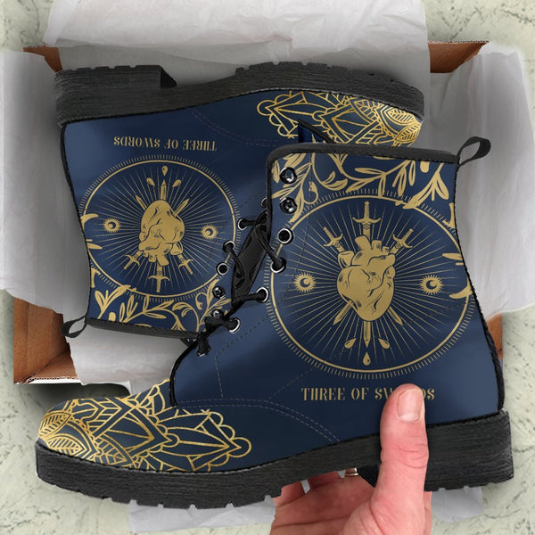 Combat Boots - Three of Swords | Tarot Art Vegan Leather 