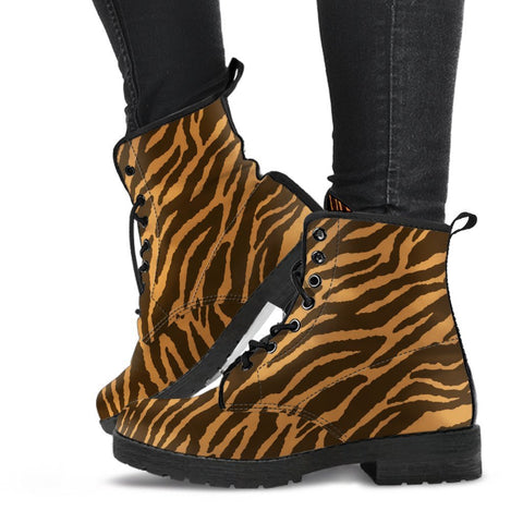 Combat Boots - Tiger Print | Boho Shoes Handmade Lace Up 