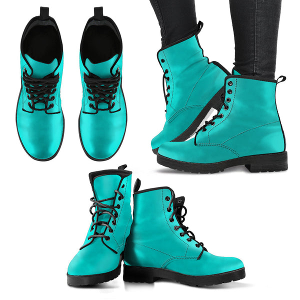 Combat Boots - Turquoise | Boho Shoes Handmade Lace Up Boots