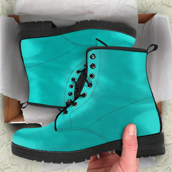 Combat Boots - Turquoise | Boho Shoes Handmade Lace Up Boots