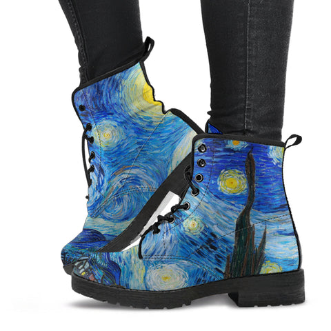 Combat Boots - Vintage Art Vincent van Gogh: The Starry