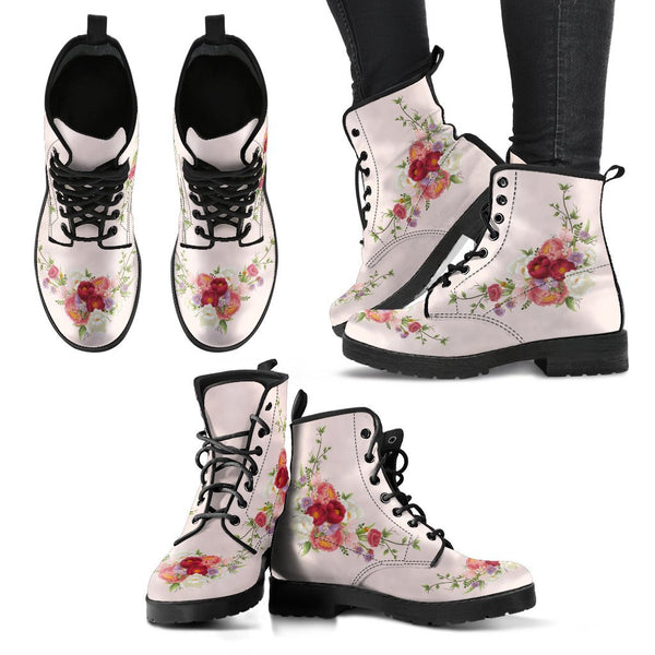 Combat Boots - Vintage Flowers | Boho Shoes Handmade Lace Up