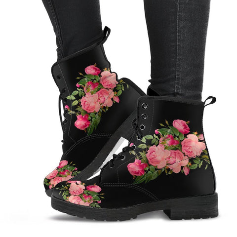 Combat Boots - Vintage Roses (Black) | Women’s Black Hipster