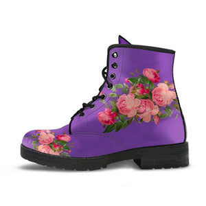 Combat Boots - Vintage Roses (Dark Purple) | Purple Boots 