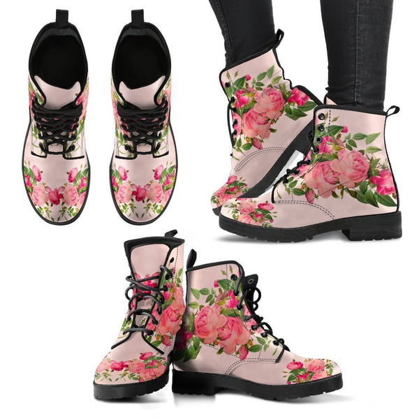 Combat Boots - Vintage Roses (Nude Pink) | Blush Pink Flat 