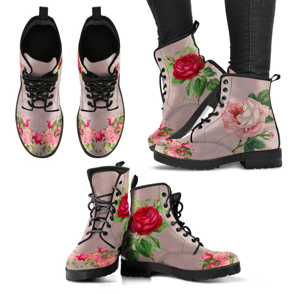 Combat Boots - Vintage Style Flowers #101 | Boho Shoes
