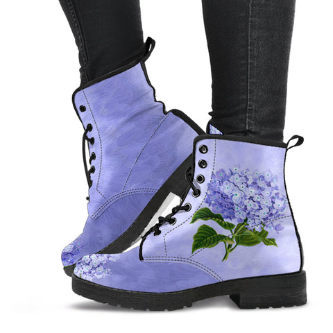 Combat Boots - Vintage Style Purple Flowers | Boho Shoes