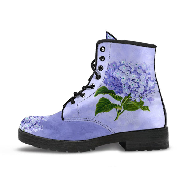 Combat Boots - Vintage Style Purple Flowers | Boho Shoes 