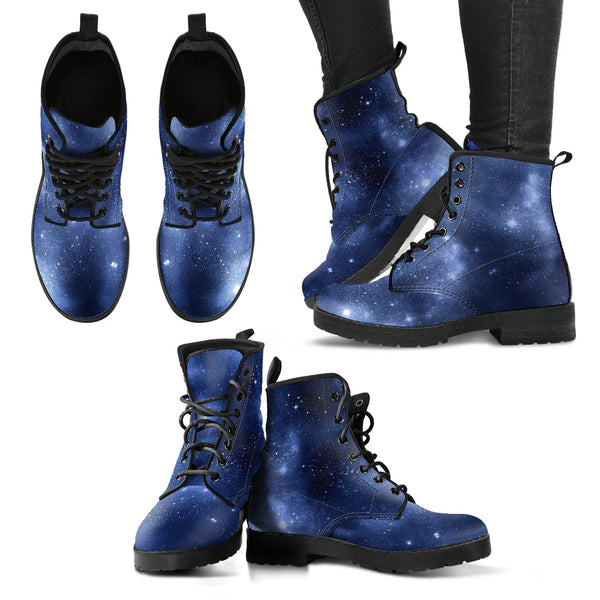 Combat Boots - Watercolor Galaxy Dark Blue | Custom Shoes
