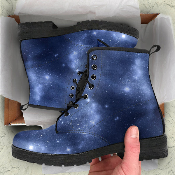 Combat Boots - Watercolor Galaxy Dark Blue | Custom Shoes