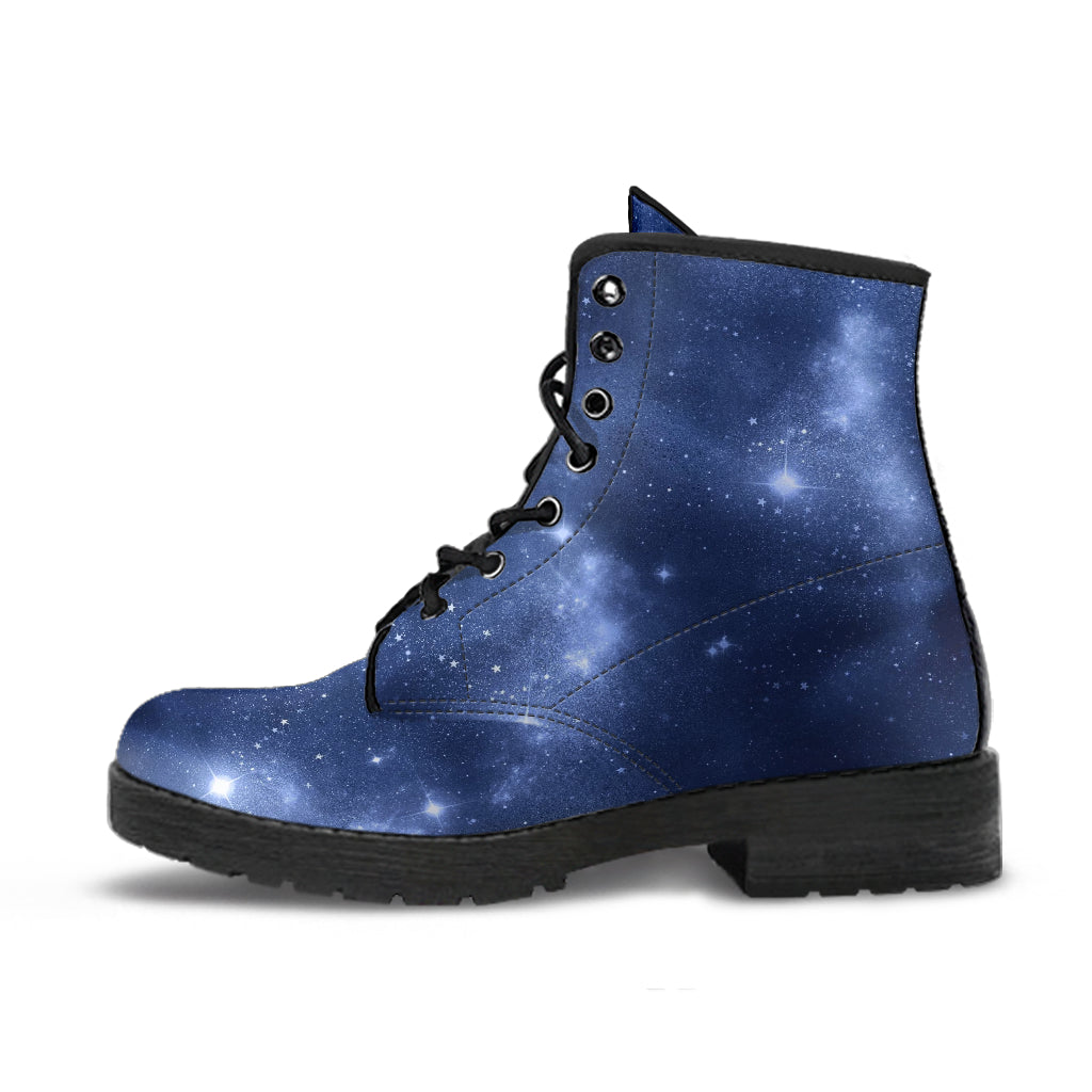Combat Boots - Watercolor Galaxy Dark Blue | Custom Shoes 