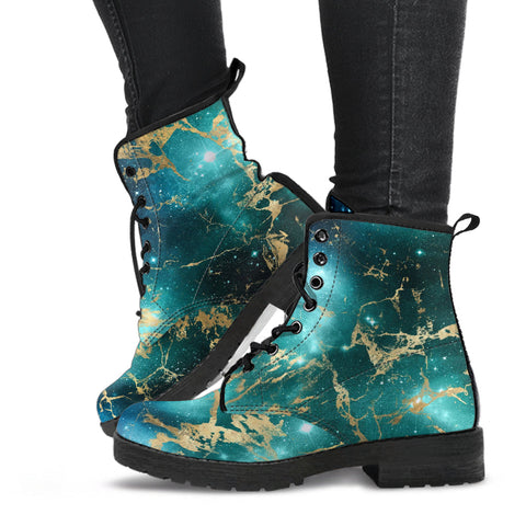 Combat Boots - Watercolor Marble Galaxy #3 | Custom Shoes 