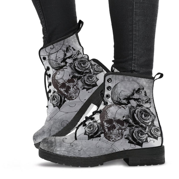 Combat Boots - Witch’s Gray Boots | Goth Boots Gothic Boots 