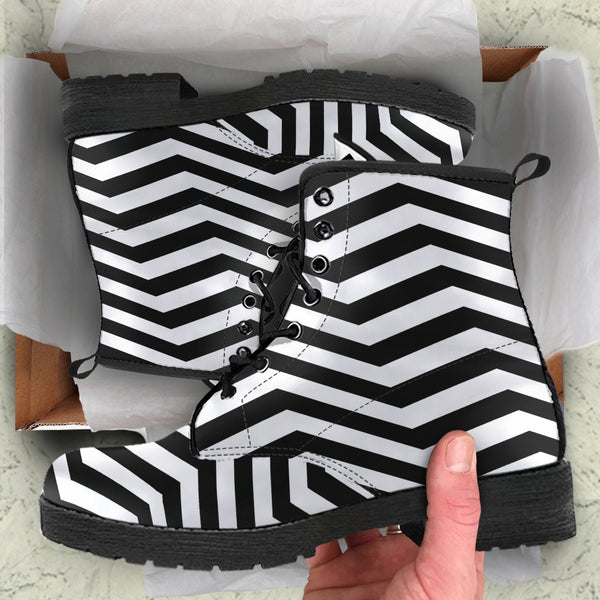 Combat Boots - Zebra Pattern | Boho Shoes Handmade Lace Up 