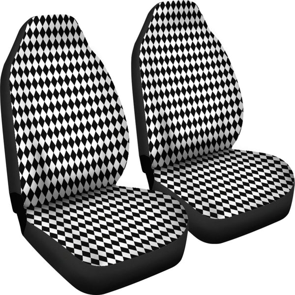 Custom Car Seat Cover - Diamond Checkers #101 Black and 