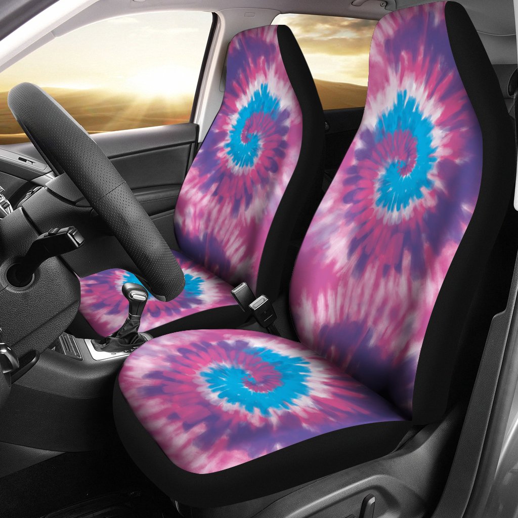 Custom Car Seat Covers - Tie Dye Design #118 | Retro Car 